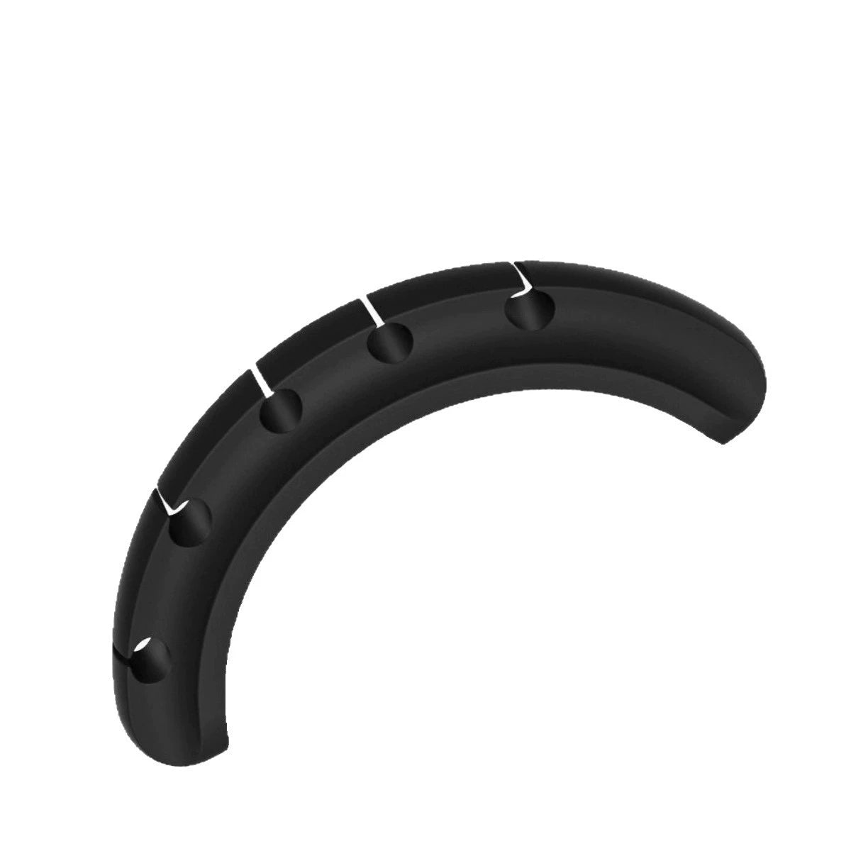 Black TPR cable organizer flexed to show its shape