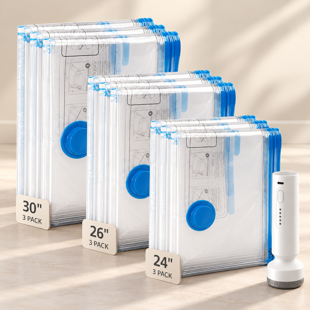 Vacuum Storage Bags with Cordless Electric Pump